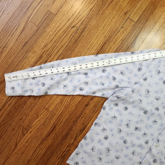 Emanuel Berg Mens Modern Fit Button Down Shirt Size L / XL 17" White Floral - Picture 8 of 8